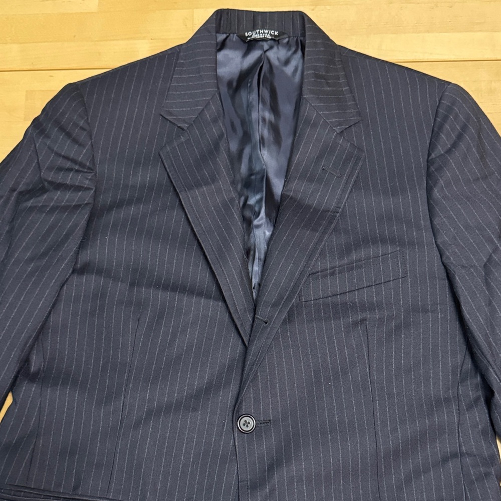Elegant Navy Pinstripe Suit Jacket